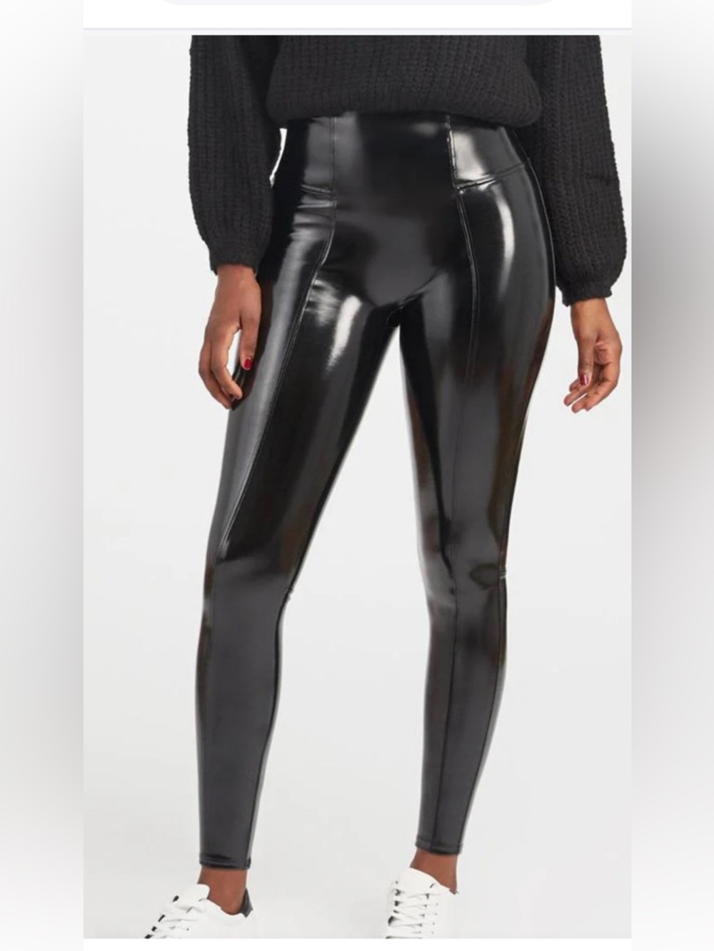 SPANX High-Shine Black Faux-Patent Leather Leggings NWT Large/Tall